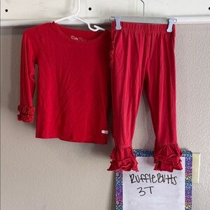 Ruffle Butts Cherry Red Kids Pajama Set